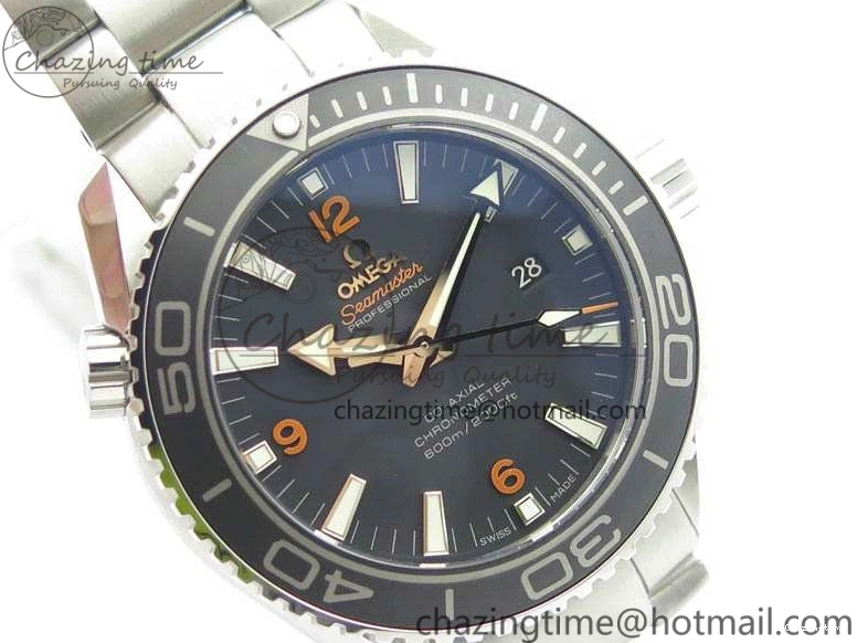 0415 Planet Ocean Pro 45mm OMF 1:1 Best Edition Orange Marker On SS Bracelet A8500 (Black Balance Wheel) Durable 8141